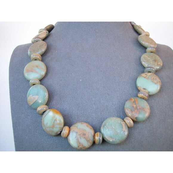 Natural Jasper & Agate Stone Necklace With S-Hook Clasp 16" - Picture 1 of 3